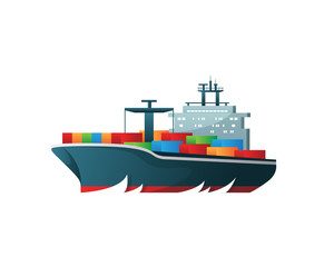 Large International Sea Logistic Cargo Logo In Isolated White Background