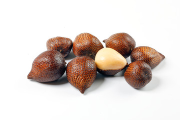 Buah Salak Snake skin fruit on white background