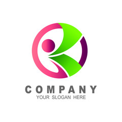 Obraz premium the human logo resembles the letter k and is in a circle