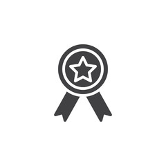 Quality medal vector icon. filled flat sign for mobile concept and web design. Star award Badge glyph icon. Symbol, logo illustration. Pixel perfect vector graphics