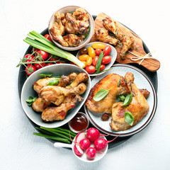 Mixed grilled chicken meat platter