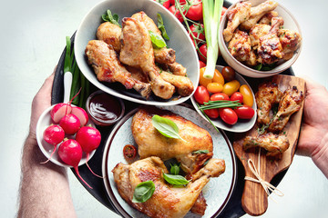 Mixed grilled chicken meat platter