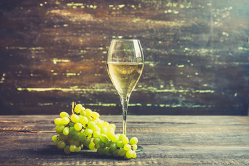 White wine on the rustic background. Selective focus. Shallow depth of field.