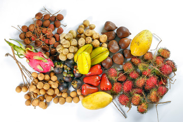 Mix southeast Asian fruit Malaysia Longan Lychee langsat rambutan salak mangosteen mango papaya