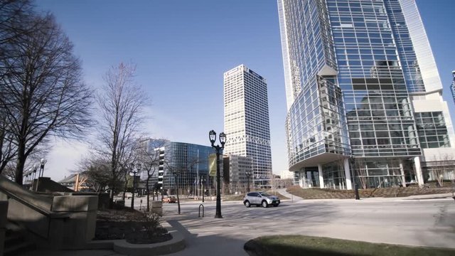 Street View Brisk Walk Towards Downtown Milwaukee MKE O'Donnell Park