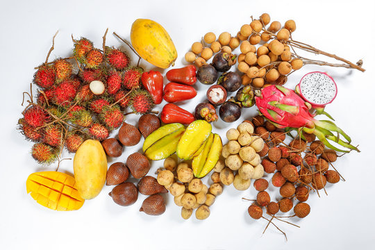 Mix southeast Asian fruit Malaysia Longan Lychee langsat rambutan salak mangosteen mango papaya