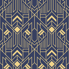 Vector abstracte art deco moderne geometrische tegels blauwe kleurenpatroon