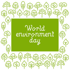 World Environment Day card. Background with green trees .Vector illustration