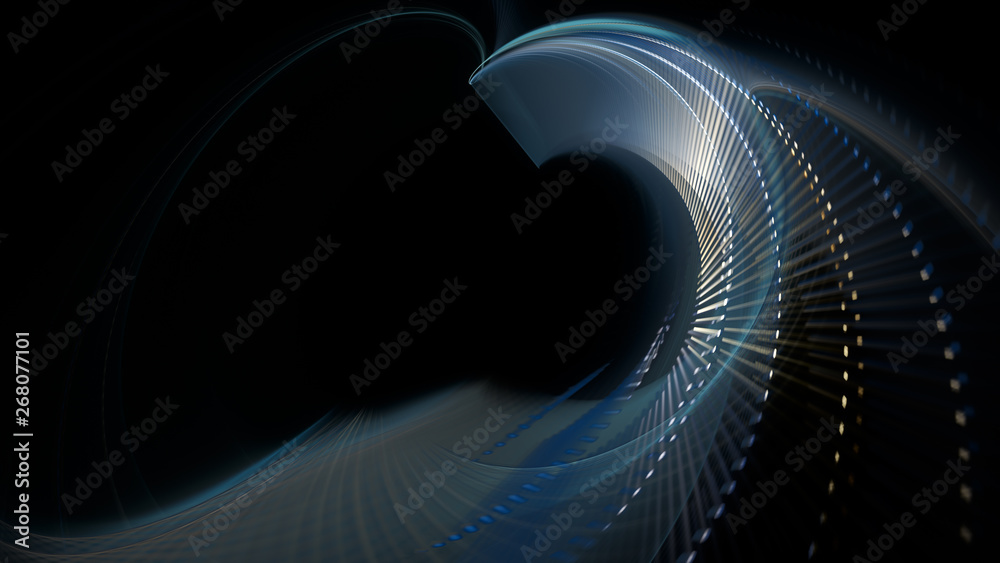 Fototapete abstract background. 3d illustration. fractal graphics composition of dots, waves and rays of light.