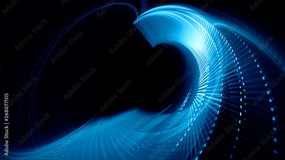 Fototapete abstract background. 3d illustration. fractal graphics composition of dots, waves and rays of light.