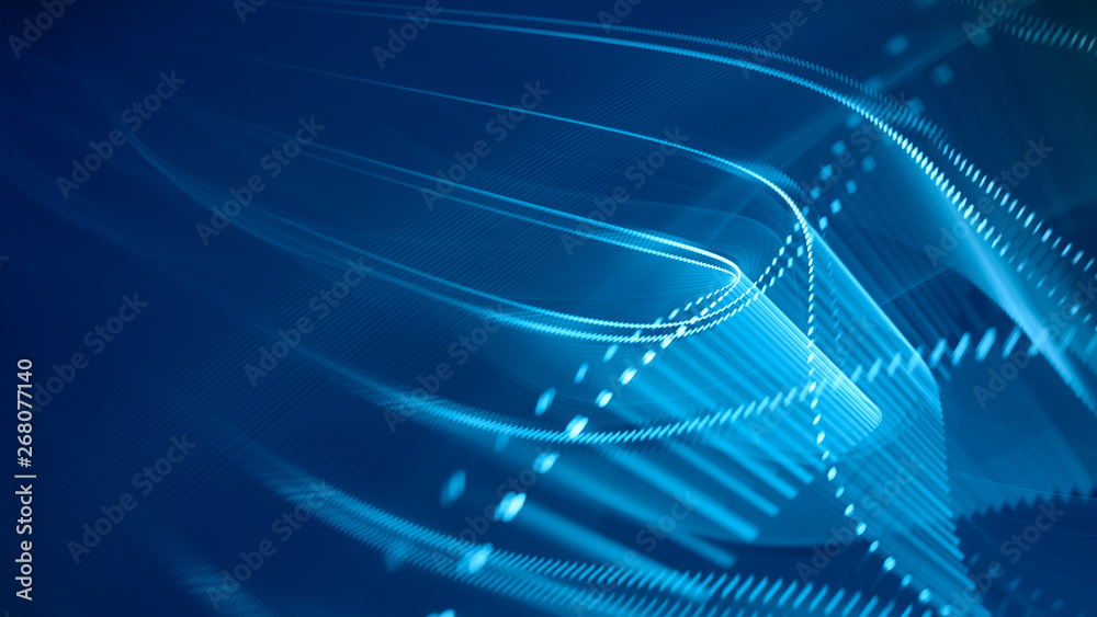 Fototapete abstract background. 3d illustration. fractal graphics composition of dots, waves and rays of light.