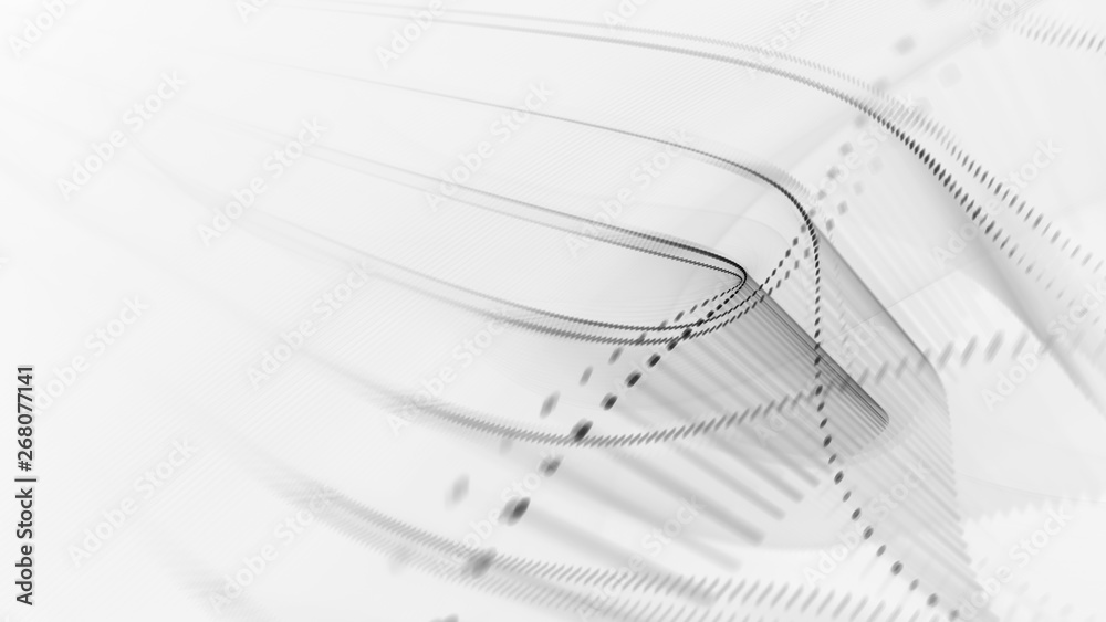 Fototapete abstract background. 3d illustration. fractal graphics composition of dots, waves and rays of light.
