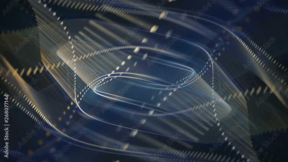 Fototapete abstract background. 3d illustration. fractal graphics composition of dots, waves and rays of light.