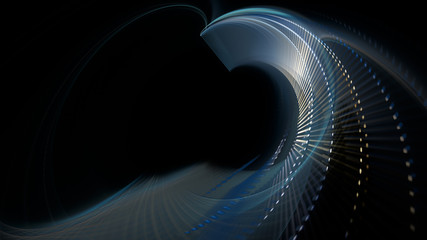 Abstract background. 3d illustration. Fractal graphics composition of dots, waves and rays of light.