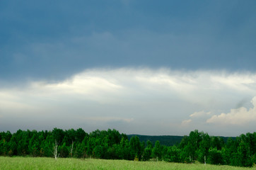 Obraz premium Thick and dark clouds above the forest