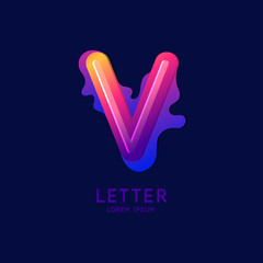 The letter V of the Latin alphabet. Display character in a bright contemporary style.