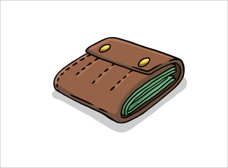 Wallet with money vector sketch icon isolated on background. Hand drawn Wallet with money icon. Wallet with money sketch icon for infographic, website or app.