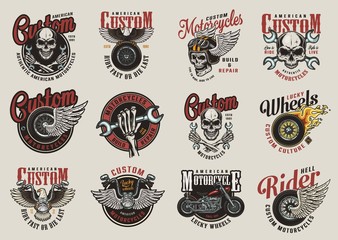 Colorful motorcycle labels
