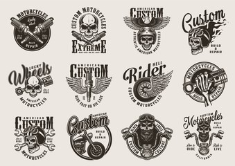 Vintage aangepaste motorfiets badges