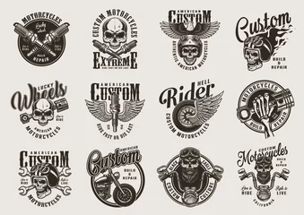 Peel and stick wall murals For him Vintage custom motorcycle badges