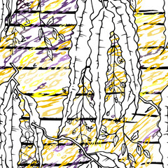 Modern Stripes Jungle Motif. Black White