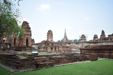 Naklejka premium Ayuttahaya kompleks świąntynny Tajlandia, Wat Mahathat, Wat Phra Si Sanphet
