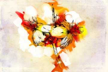Zelfklevend Fotobehang Abstract flowers oils painting art illustration © maxtor777