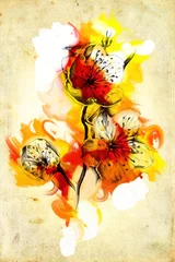 Foto op Canvas Abstract flowers oils painting art illustration © maxtor777