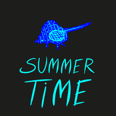 Bright summer time vector neon banner