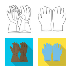 Vector design of glove and winter sign. Collection of glove and equipment stock symbol for web.