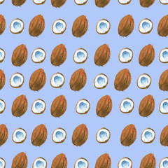 Coconut pattern. Tropical open coconut.