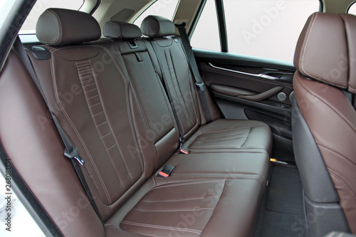 rear seats covered with fabric in a luxury car