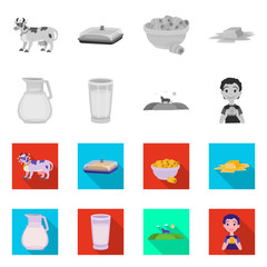 Vector illustration of creamy and product icon. Collection of creamy and farm stock symbol for web.