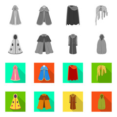 Isolated object of material and clothing icon. Set of material and garment stock vector illustration.