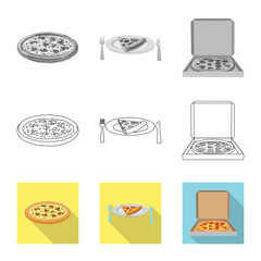 Vector illustration of pizza and food symbol. Collection of pizza and italy vector icon for stock.