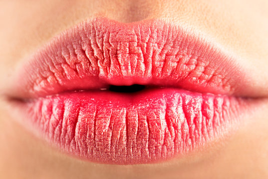 Lip care and beauty. Sexy lips. Beauty pink lips makeup. Beautiful make-up. Sensual open mouth. Lipstick or lipgloss. Closeup, beautiful young woman healthy lips, cosmetology high resolution.