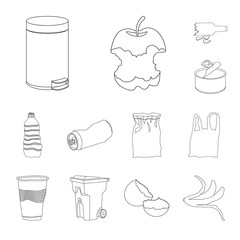 Isolated object of garbage and ecology symbol. Set of garbage and recycling vector icon for stock.