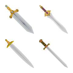 Vector design of sword  and dagger  icon. Collection of sword  and weapon vector icon for stock.