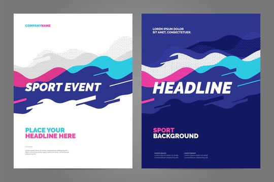 Template design with dynamic waves and lines for sport event, tournament or championship. Sport background.
