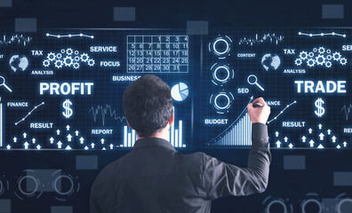 Businessman with graphs. Business, Finance, Investment