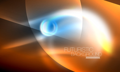 Blue neon bubbles and circles futuristic abstract background
