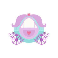 Cute Princess Fairytale Fantasy Carriage Cartoon Vector Illustration
