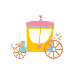Beautiful Princess Fairytale Carriage Cartoon Vector Illustration