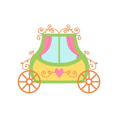Cute Princess Fairytale Carriage Cartoon Vector Illustration
