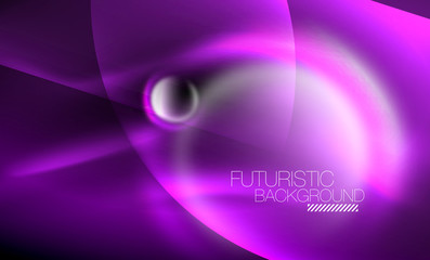 Blurred neon glowing round shapes, abstract circles and lights