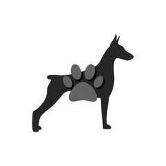 Dog with paw print logo icon