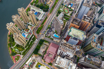 Fototapeta premium Aerial view of Hong Kong apartment building