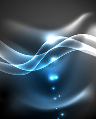 Glossy glowing neon light wave background