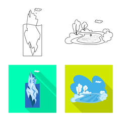 Isolated object of texture  and frozen  logo. Set of texture  and transparent  stock symbol for web.