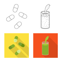 Isolated object of protein and sea icon. Collection of protein and natural stock vector illustration.